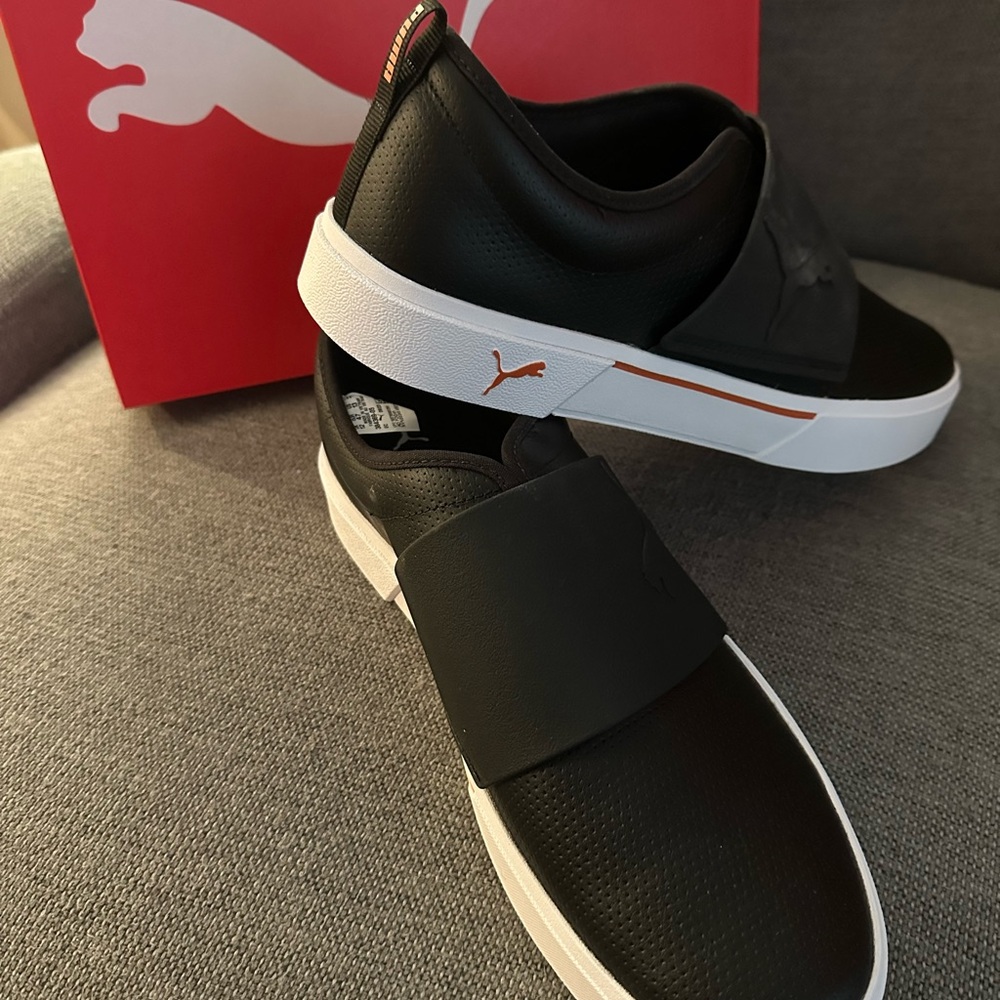 Puma Men's Black and White Slip-On Sneakers